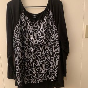 Torrid size 3 black with love print long sleeved T-shirt